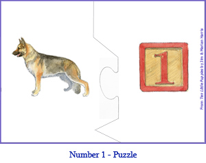 Easy (Two Piece) Number Puzzle One -  1 German Shepherd Dog